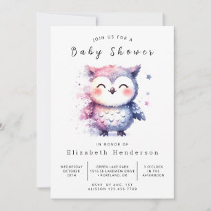 Graceful Printable Owl Baby shower Kaart