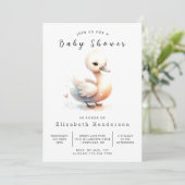 Graceful Printable Swan Baby shower Kaart (Staand voorkant)