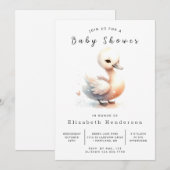 Graceful Printable Swan Baby shower Kaart (Voorkant / Achterkant)