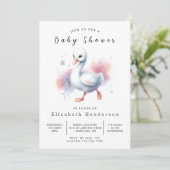 Graceful Printable Swan Baby shower Kaart (Staand voorkant)