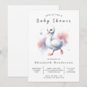 Graceful Printable Swan Baby shower Kaart (Voorkant / Achterkant)