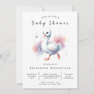 Graceful Printable Swan Baby shower Kaart