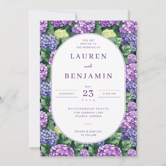 Graceful Purple Floral Invitation Kaart (Voorkant)