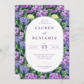 Graceful Purple Floral Invitation Kaart (Voorkant / Achterkant)
