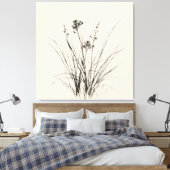 Graceful Reeds schets: gedetailleerde potloodteken Canvas Afdruk (Insitu (Slaapkamer))