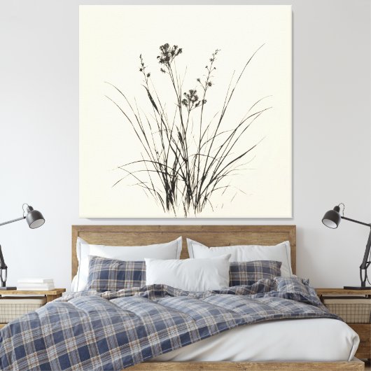 Graceful Reeds schets: gedetailleerde potloodteken Canvas Afdruk (Insitu (Slaapkamer))