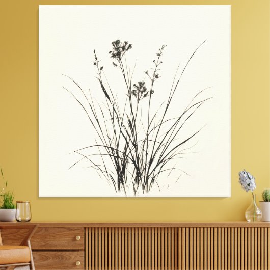 Graceful Reeds schets: gedetailleerde potloodteken Canvas Afdruk (Insitu (Woonkamer))