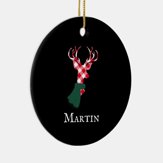 Graceful Reindeer Red Pset, gepersonaliseerde naam Keramisch Ornament (Rechts)