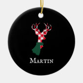 Graceful Reindeer Red Pset, gepersonaliseerde naam Keramisch Ornament (Voorkant)