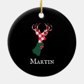 Graceful Reindeer Red Pset, gepersonaliseerde naam Keramisch Ornament (Achterkant)