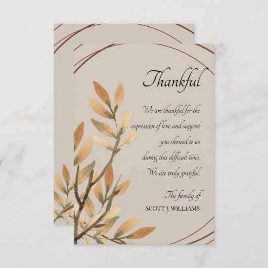 Graceful Remembryo Sympathie Hartelijk dank Kaart (Voorkant / Achterkant)