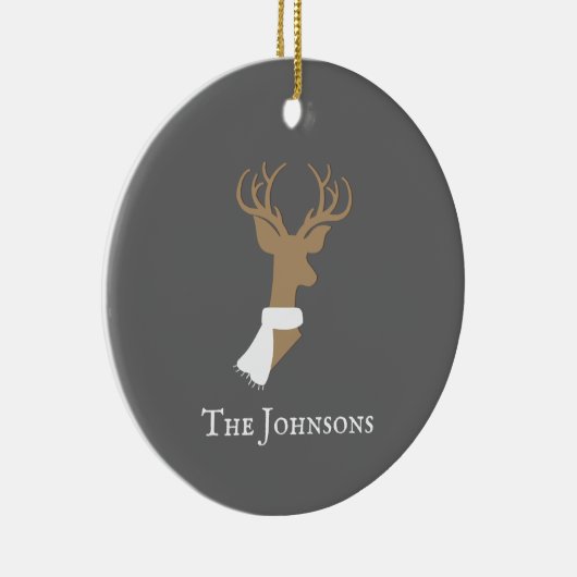 Graceful renindeer Gold & Grey Personalized Keramisch Ornament (Rechts)