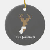 Graceful renindeer Gold & Grey Personalized Keramisch Ornament (Voorkant)