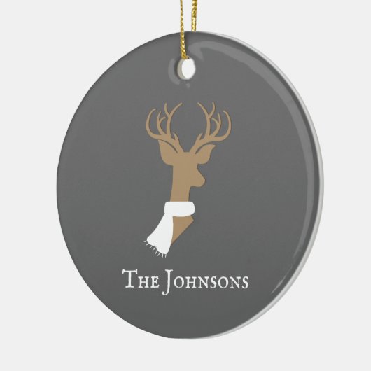 Graceful renindeer Gold & Grey Personalized Keramisch Ornament (Links)