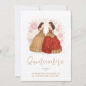 Graceful Romantic Spanish Quinceañera Twins  Kaart (Voorkant)