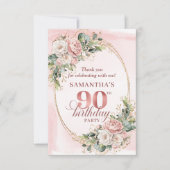 Graceful Rose Gold Eucalyptus 90th Birthday Thanks Bedankkaart (Voorkant)
