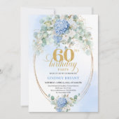 Graceful Rustic Soft Blue Hydrangea 60th Birthday Kaart (Voorkant)