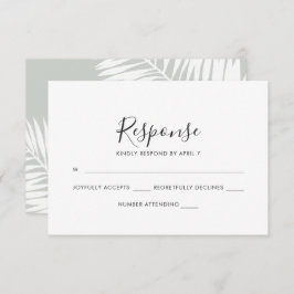 Graceful Sage Palms Wedding RSVP Kaart in Mint
