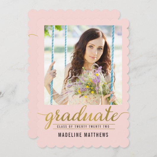 Graceful Script EDITABLE COLOR Afstuderen Card Kaart (Voorkant / Achterkant)