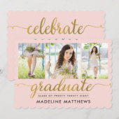 Graceful Script EDITABLE COLOR Afstuderen nodigt u Kaart (Voorkant / Achterkant)
