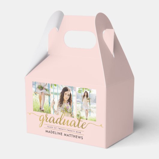 Graceful Script Graduation Party Favor Box Bedankdoosjes (Voorkant Zijde)