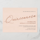 Graceful Script Quinceañera Birthday Party REAL Folie Uitnodiging (Voorkant)