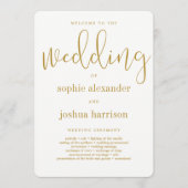 Graceful Script Wedding Ceremony Program Gold Programmakaart (Voorkant)