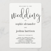 Graceful Script Weduwen Ceremony Program Black Programmakaart (Voorkant)