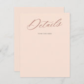 Graceful Script Weduwend Blush Details Enclosure RSVP Kaartje (Voorkant / Achterkant)