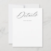 Graceful Script Weduwend White Grey Details Card RSVP Kaartje (Voorkant)