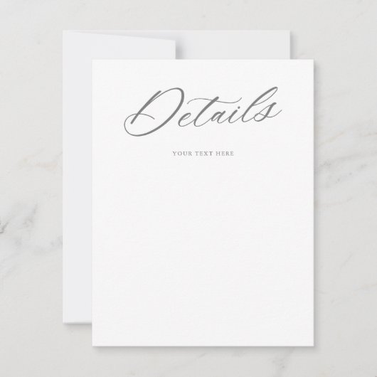 Graceful Script Weduwend White Grey Details Card RSVP Kaartje (Voorkant)