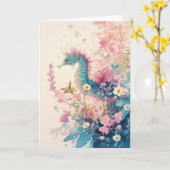 Graceful Seahorse in een Zee van kleuren Kaart (Gele Bloem)