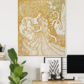 Graceful Serenity: vrouw met zwanen Poster (Thuiskantoor)