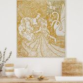Graceful Serenity: vrouw met zwanen Poster (Keuken)