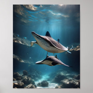 Graceful Spotted Ray: onderwater sereniteit Poster