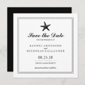 Graceful Starfish Black | Datum opslaan Save The Date (Voorkant / Achterkant)
