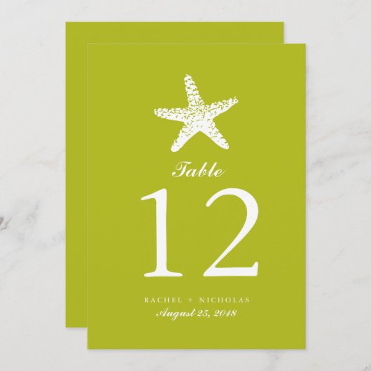 Graceful Starfish | Tabelnummer Kaart (Voorkant / Achterkant)