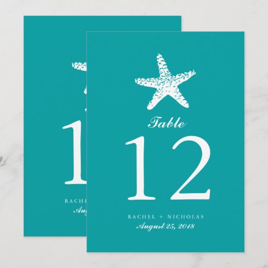 Graceful Starfish | Tabelnummer Kaart (Voorkant / Achterkant)