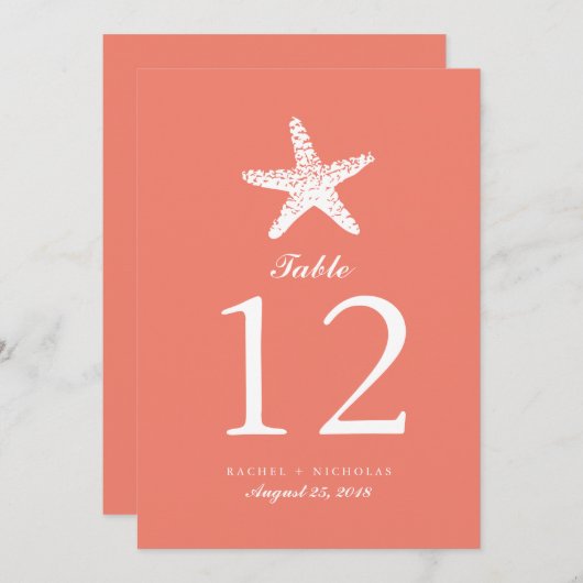Graceful Starfish | Tabelnummer Kaart (Voorkant / Achterkant)