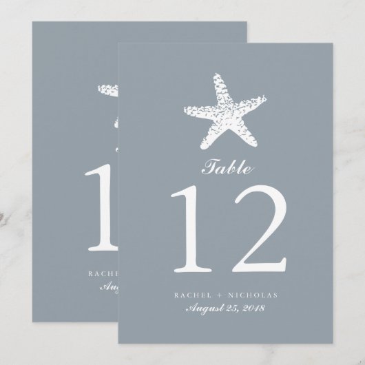 Graceful Starfish | Tabelnummer Kaart (Voorkant / Achterkant)