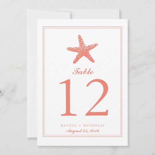 Graceful Starfish | Tabelnummer Kaart (Achterkant)
