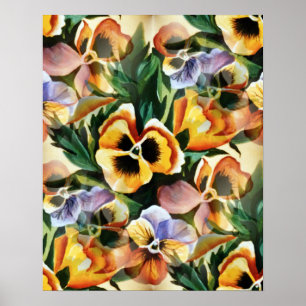 Graceful stijlvolle prachtige  patroonpansies poster