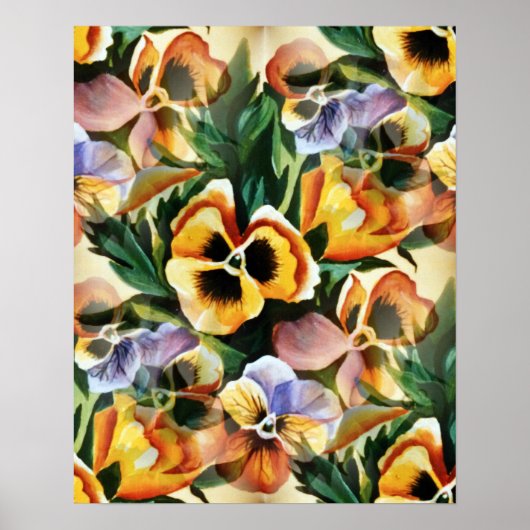 Graceful stijlvolle prachtige patroonpansies poster (Voorkant)