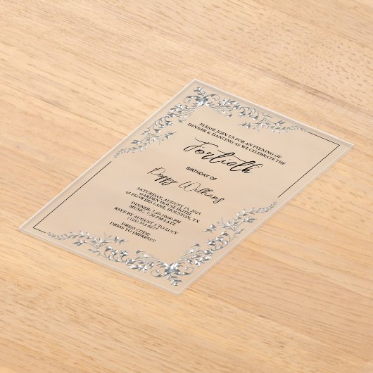 Graceful Stijlvolle Zilveren Decoratie Verjaardags Acryl Uitnodigingen (Laagn)