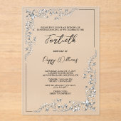 Graceful Stijlvolle Zilveren Decoratie Verjaardags Acryl Uitnodigingen (Voorkant)