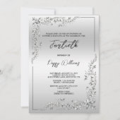 Graceful Stijlvolle Zilveren Decoratie Verjaardags Kaart (Voorkant)