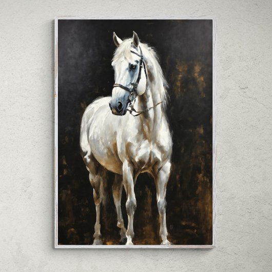 Graceful straling: Elegant wit paard Poster