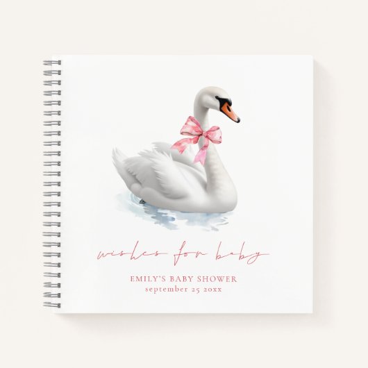 Graceful Swan Baby Shower Guest Book Notitieboek (Voorkant)
