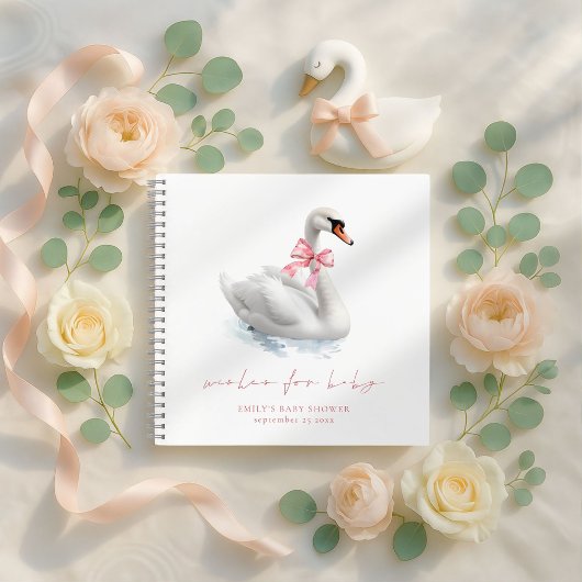 Graceful Swan Baby Shower Guest Book Notitieboek