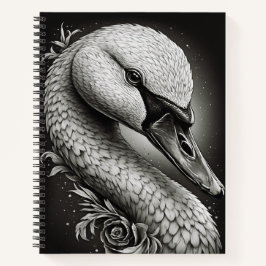 Graceful Swan - Black & White Art Spiral Notebook Notitieboek